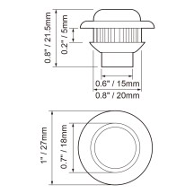 12V LED 3/4" BULLET LIGHT GASKET RV Trailer Side Marker Light