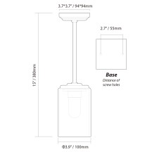 12V LED 15" Sparking Glass Pendant Light, Matte Black, 3500K, 3W