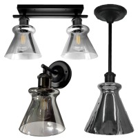 12V LED Grey Glass Matte Black Dinette Lights