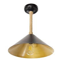 13.5" 12V LED Funnel Shape Pendant Light with Rope Accent and Switch