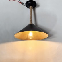 13.5" 12V LED Funnel Shape Pendant Light with Rope Accent and Switch