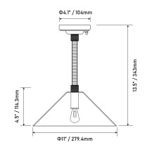 13.5" 12V LED Funnel Shape Pendant Light with Rope Accent and Switch