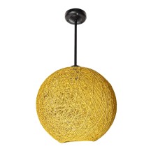 24" 12V LED Pendant Light Matte Black with String Woven Globe