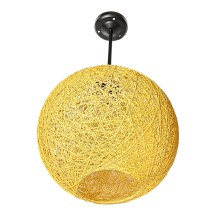 24" 12V LED Pendant Light Matte Black with String Woven Globe