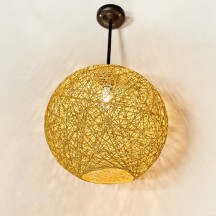 24" 12V LED Pendant Light Matte Black with String Woven Globe