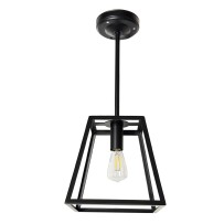 18" LED Trapezoid Frame Pendant Light with Replaceable Edison Bulb