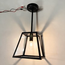 18" LED Trapezoid Frame Pendant Light with Replaceable Edison Bulb