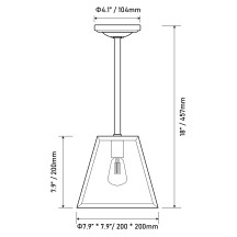 18" LED Trapezoid Frame Pendant Light with Replaceable Edison Bulb