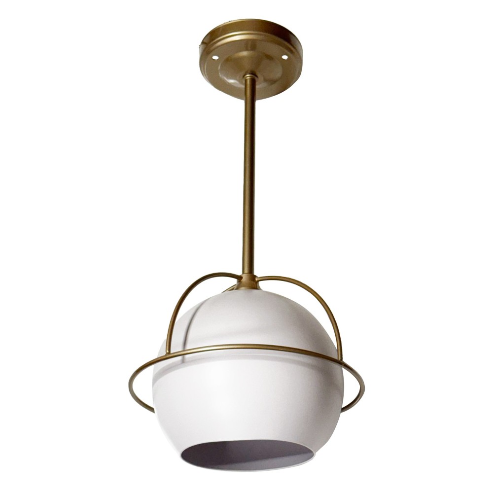 16.5" LED White Globe Pendant Light Champagne Gold Finished