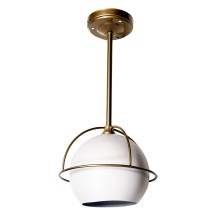 16.5" LED White Globe Pendant Light Champagne Gold Finished