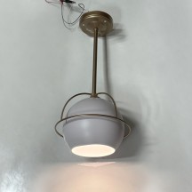 16.5" LED White Globe Pendant Light Champagne Gold Finished