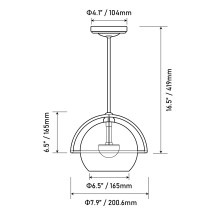 16.5" LED White Globe Pendant Light Champagne Gold Finished