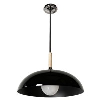 12V LED 28" Pearl Black Pendant Light, Wood Accent, 3500K, 4.5W