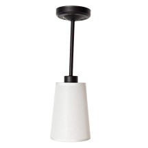 12V LED 15" Matte Black Pendant Light with White Fabric Shade
