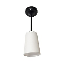 12V LED 15" Matte Black Pendant Light with White Fabric Shade