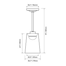 12V LED 15" Matte Black Pendant Light with White Fabric Shade