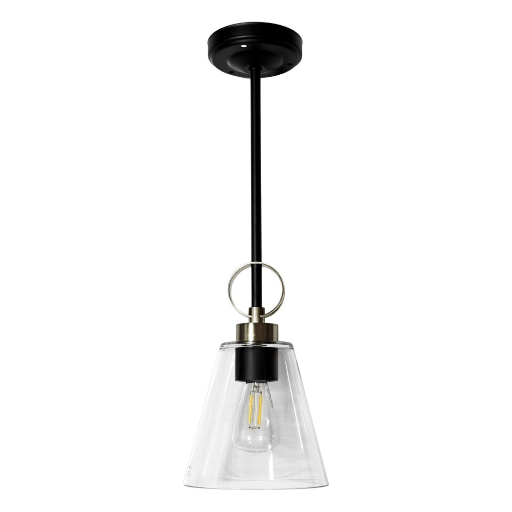 12V LED 19"/21" Matte Black Pendant Light with Brushed Nickel Accent