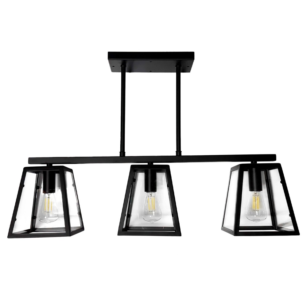 12V LED 17" 3-Light Island Pendant Light, Matte Black, 3500K, 9W