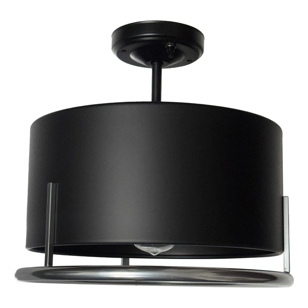 11"/21" 12V LED Matte Black Dinette Light with Brushed Nickel Accent Ring