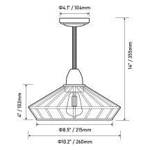 14 Inch 12V LED Matte Black Vintage Dinette Light With Jute Accent Replaceable Edison Bulb