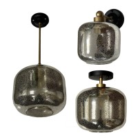 12V LED Dinette Decorative Lights with Matte Black & Gold Finished Silver Mercury Glass Globe