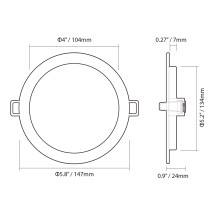 5.8 Inch LED Recessed Spring Mount Lights with Touch Switch