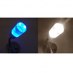 Luz de lectura LED (Azul-Blanca) 12V / 1W Brazo Flexible con USB +  Interruptor Basculante - Van-House