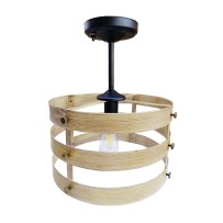 11.5" / 21" LED Pendant Light With Wooden Finish Shade