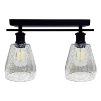 13.8 / 21.1 inch Matte Black LED Dinette Ceiling Light With Broken Gold Glass Dual / Triple Bulbs
