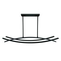 12V 36inch Matte Black LED Hanging Pendant Light with Triple Curved Arc Shade Design