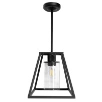 19.8'' LED Trapezoid Frame Pendant Light with Replaceable Edison Bulb