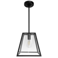 Matte Black/ Black Nickel 21inch 12V Interior LED Pendant Llight Trapezoid Shade with Acrylic Lens
