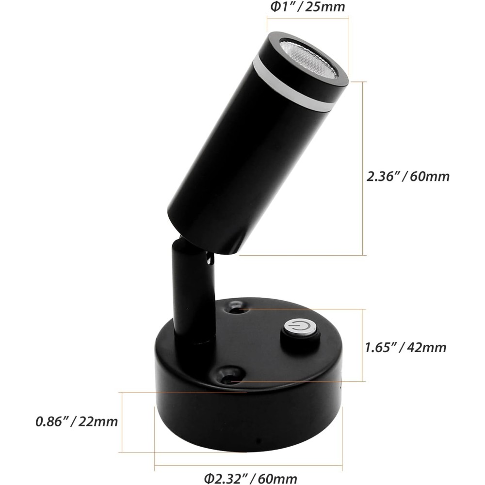 12V LED Reading Light Black with USB Charger