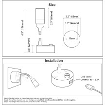 Black LED Reading Light with USB Charger
