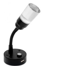 Black LED Reading Light with USB Charger