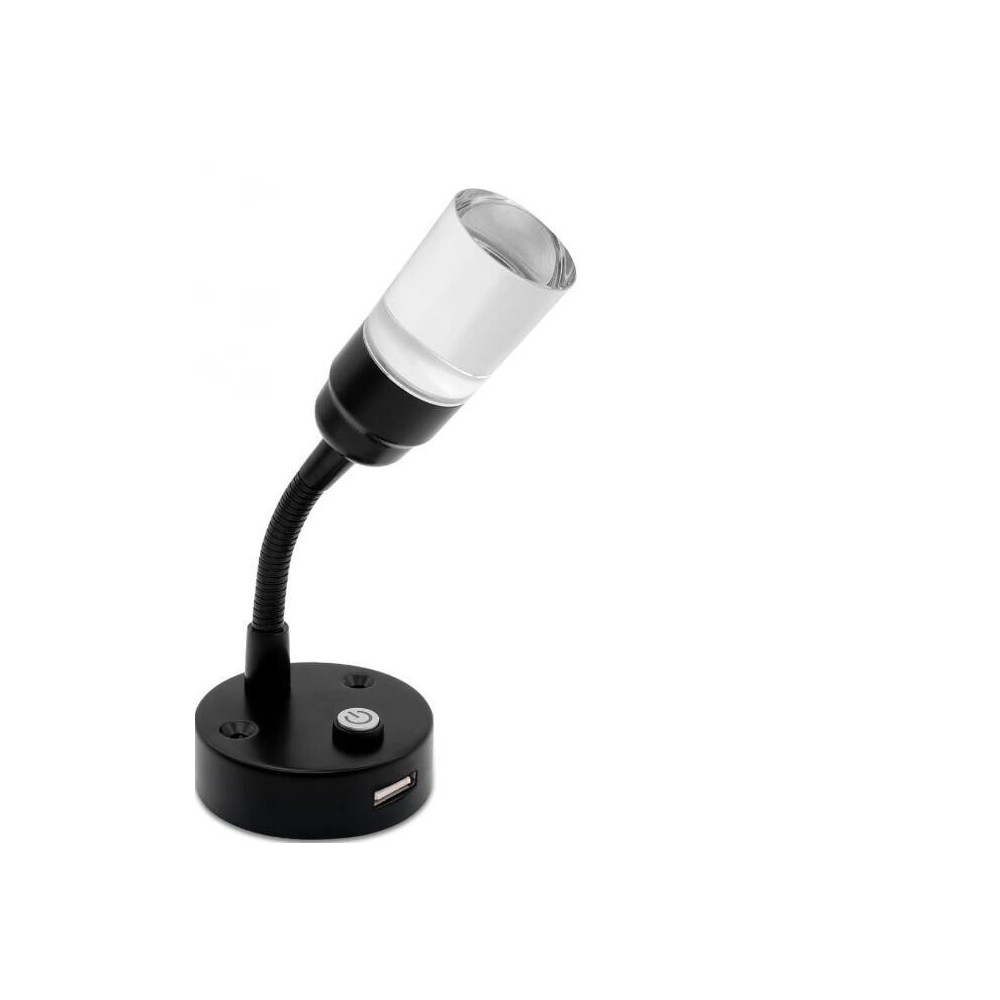 Black LED Reading Light with USB Charger
