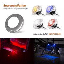 3/4" Round Chrome Trim Ring Bezel For 3/4" LED Side Marker Lights Clearance Lights