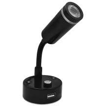 12V Flexible Reading Light, with USB Charger, Cool White and Blue