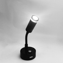 12V Flexible Reading Light, with USB Charger, Cool White and Blue
