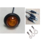 12V LED 3/4" Bullet Light Amber/Red/Clear Lens  10" Lead with 180 Male Plug  3/16" Ring Terminal