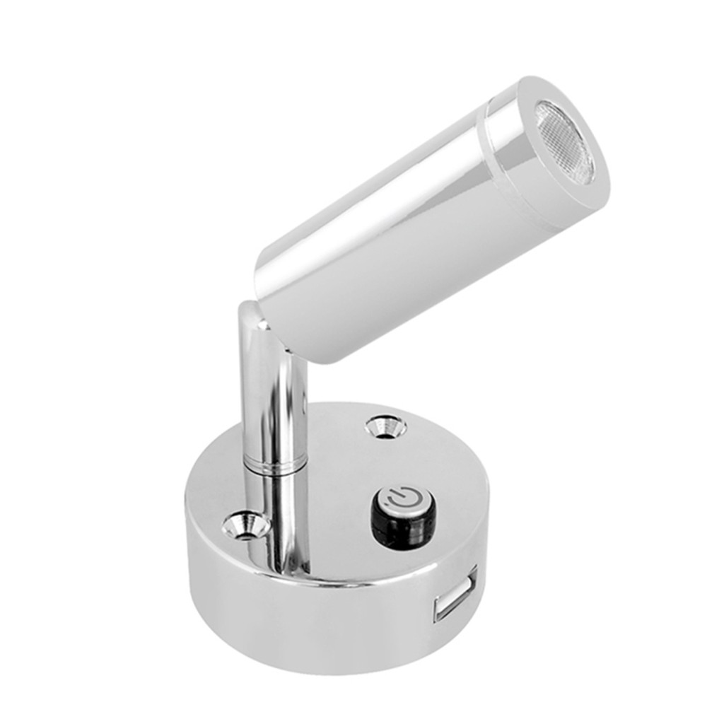 12V Swivel Reading Light, with USB Charger, Cool White and Blue